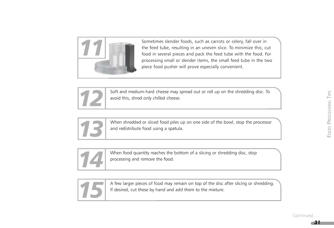 KitchenAid KPFP850, KFP1642CA manual Food Processing Tips 