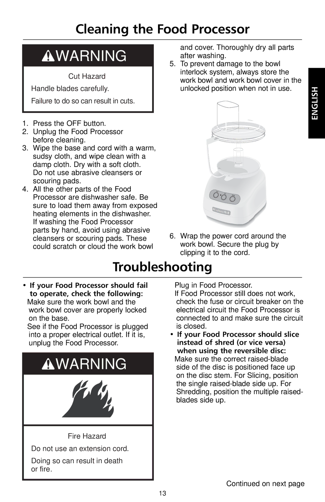 KitchenAid KFP715, KFP730, KFP720, KFP710 manual Cleaning the Food Processor, Troubleshooting 