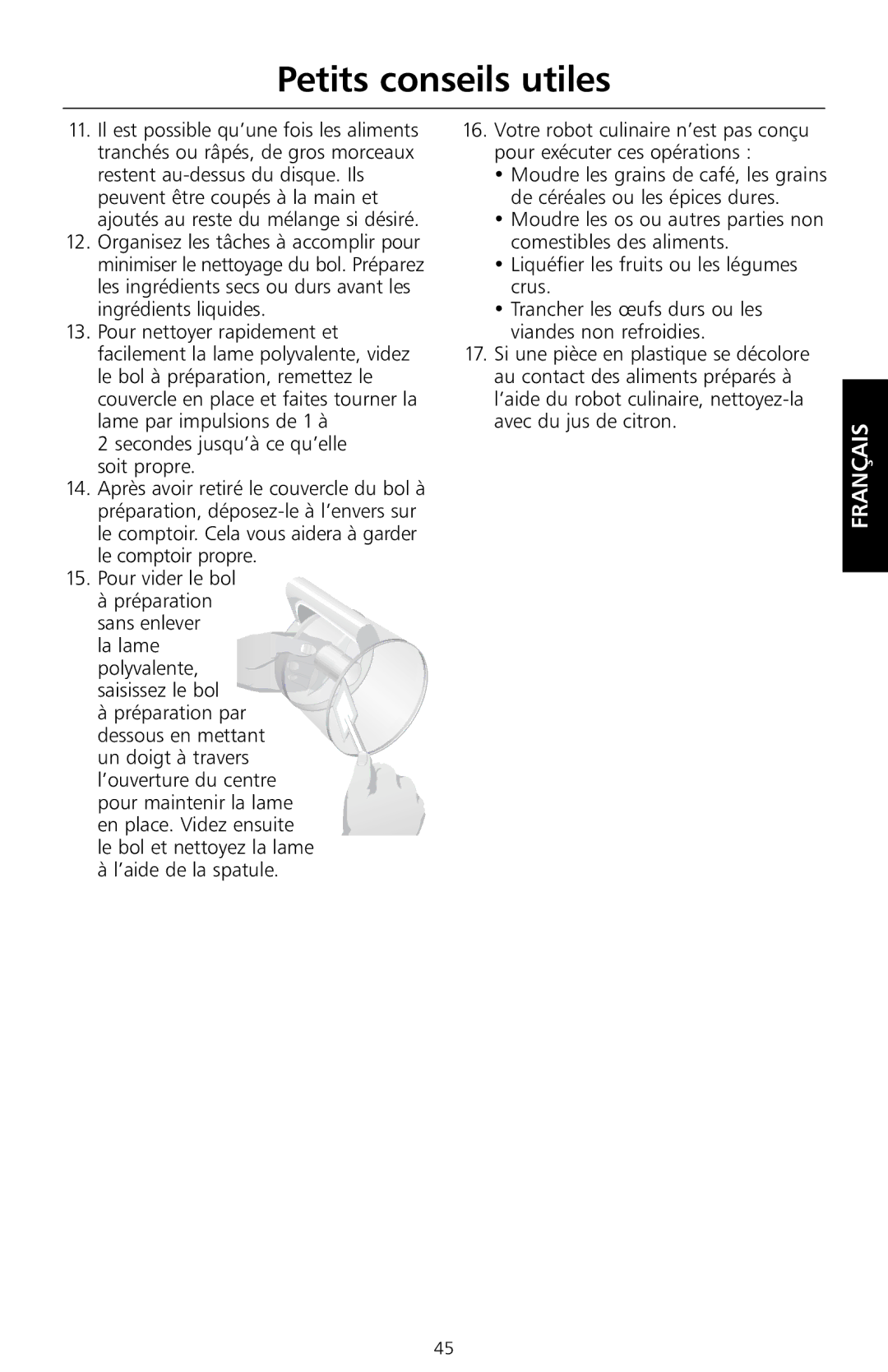 KitchenAid KFP715, KFP730, KFP720, KFP710 manual Petits conseils utiles 