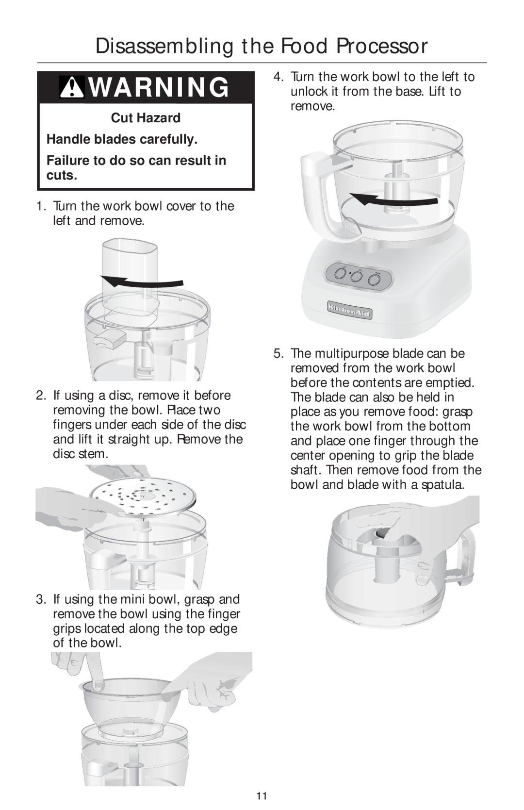 KitchenAid KFP740 manual Disassembling the Food Processor 