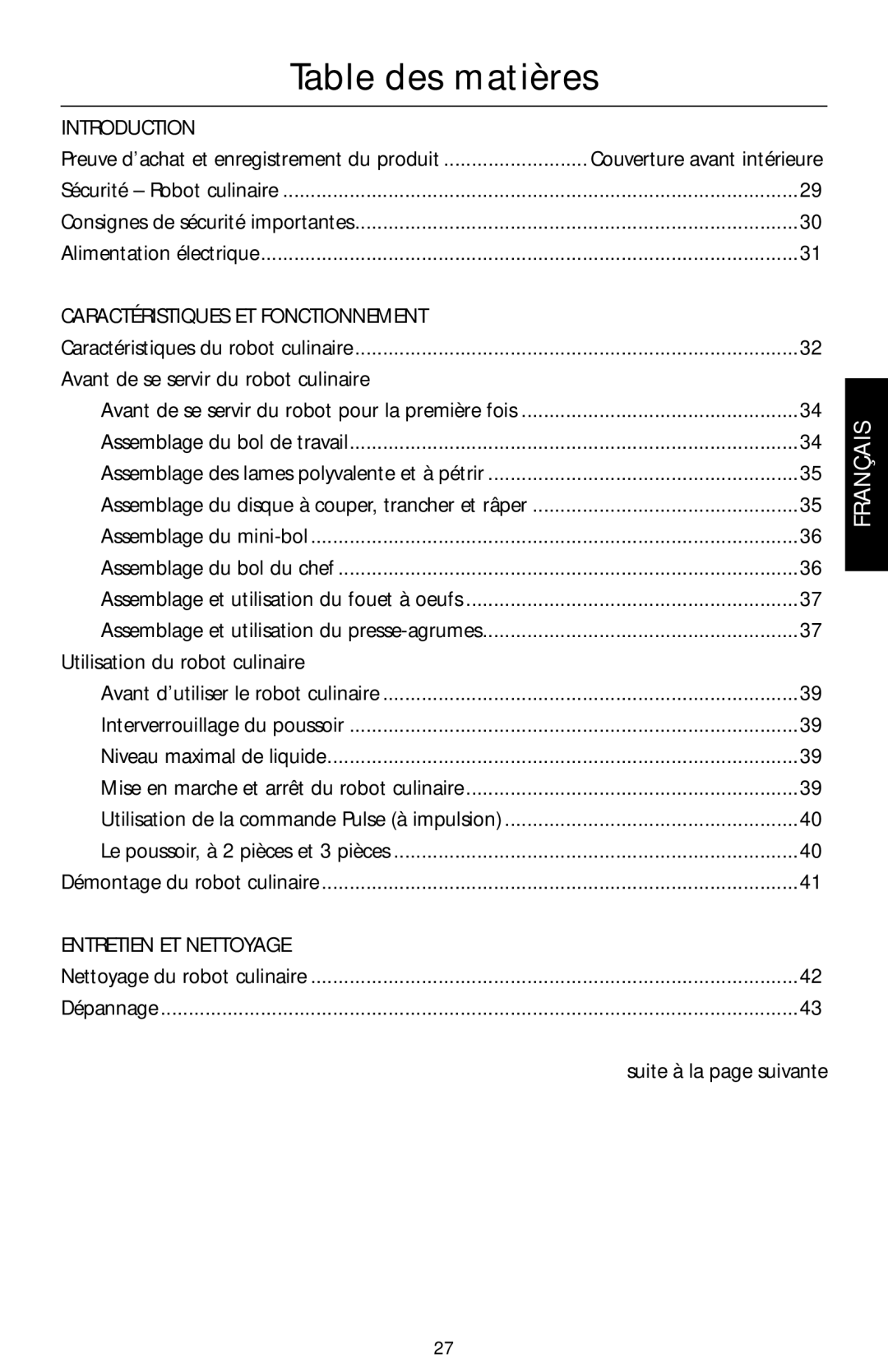 KitchenAid KFPW760, KFPM770 manual Table des matières, Avant de se servir du robot culinaire, Utilisation du robot culinaire 