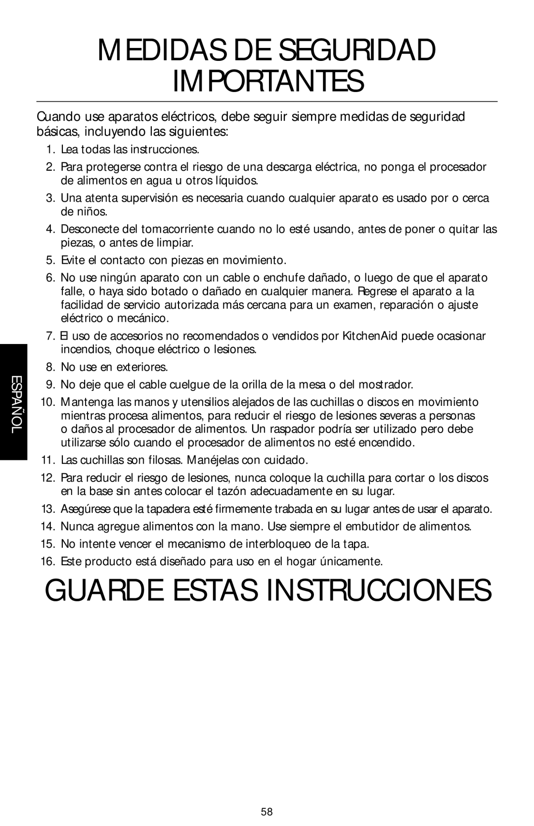 KitchenAid KFPM770, KFPW760, KFPM773, KFPW763 manual Medidas DE Seguridad Importantes 