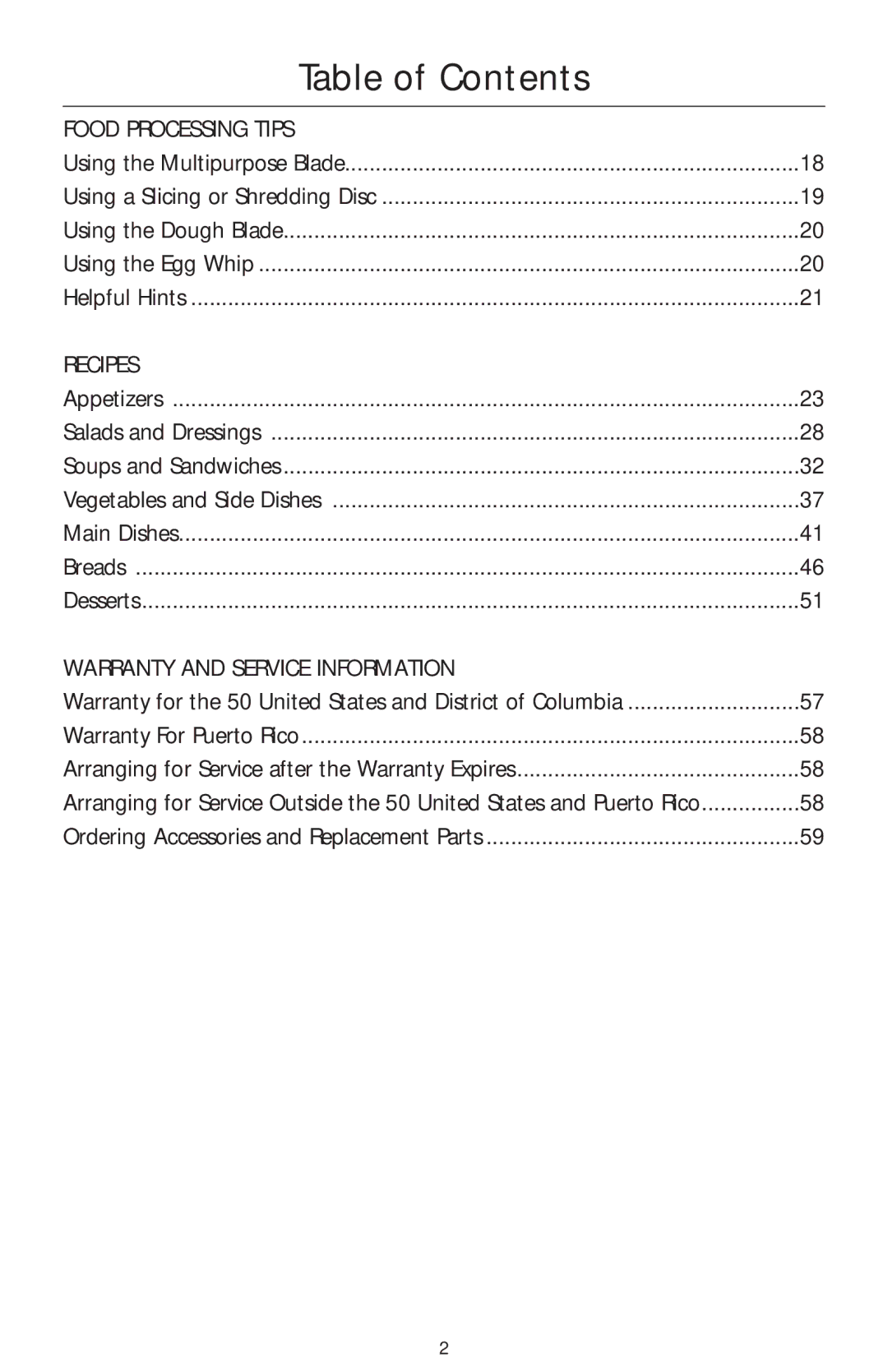 KitchenAid KFPM770, KFPW760 manual Table of Contents 