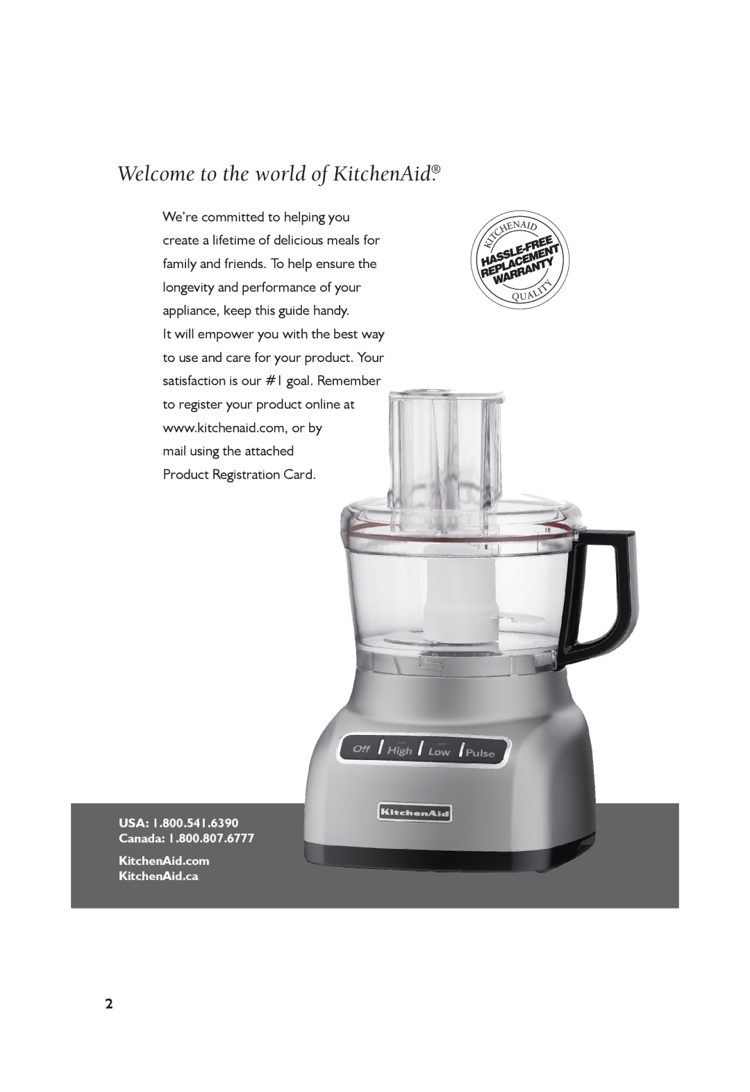 KitchenAid KFPO711CUO, KFP0711 manual Welcome to the world of KitchenAid 