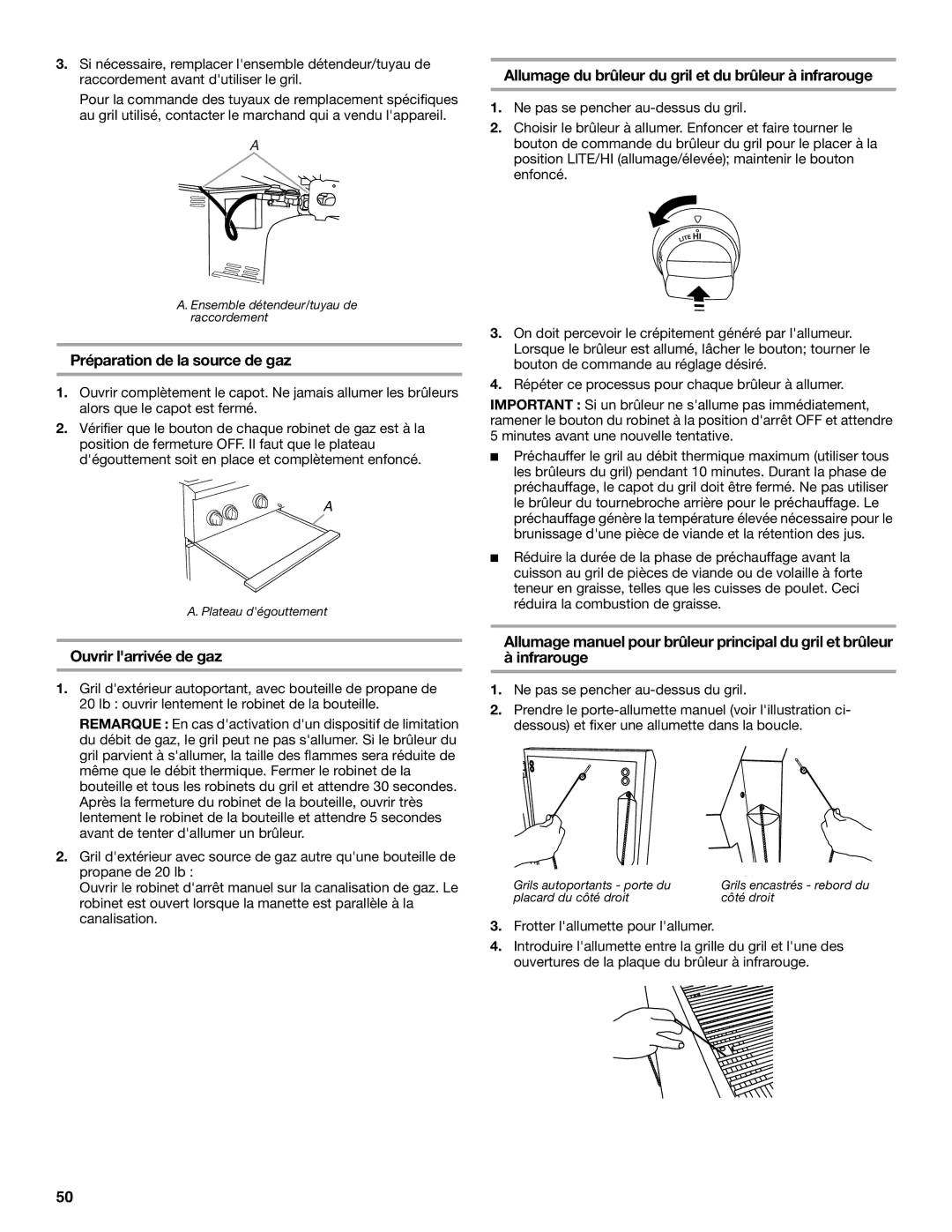 KitchenAid KFRS271T, KFRS365T, KFRS361T, KBNS361T, KBNS271T Préparation de la source de gaz, Ouvrir larrivée de gaz 