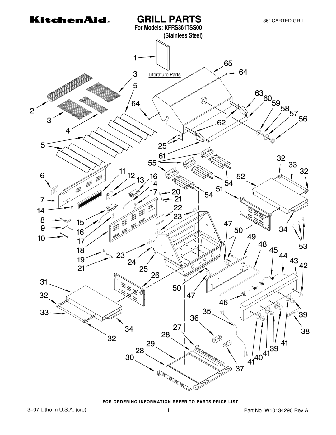 KitchenAid KFRS361TSS00 manual Grill Parts 