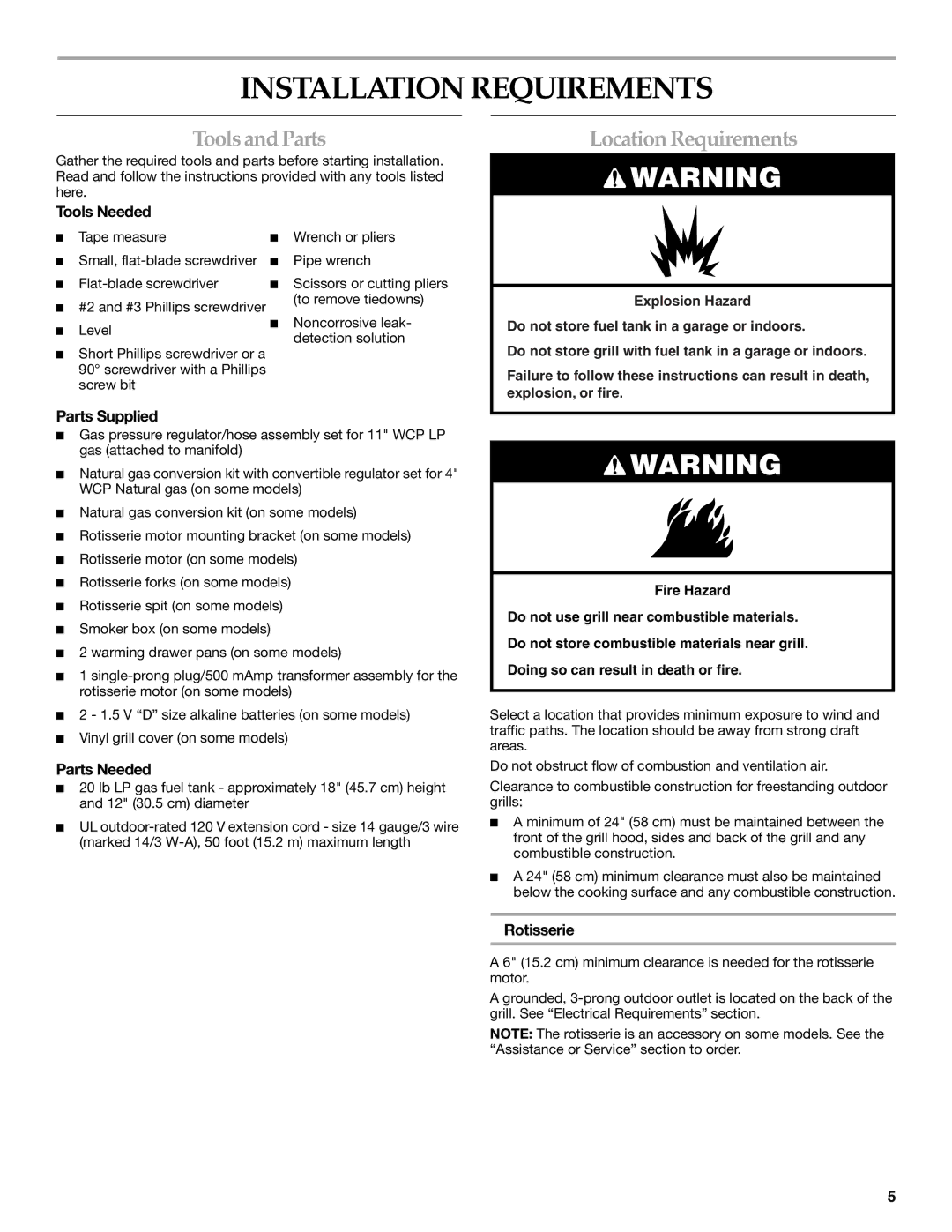 KitchenAid KFRU271VSS installation instructions Installation Requirements, Toolsand Parts, Location Requirements 