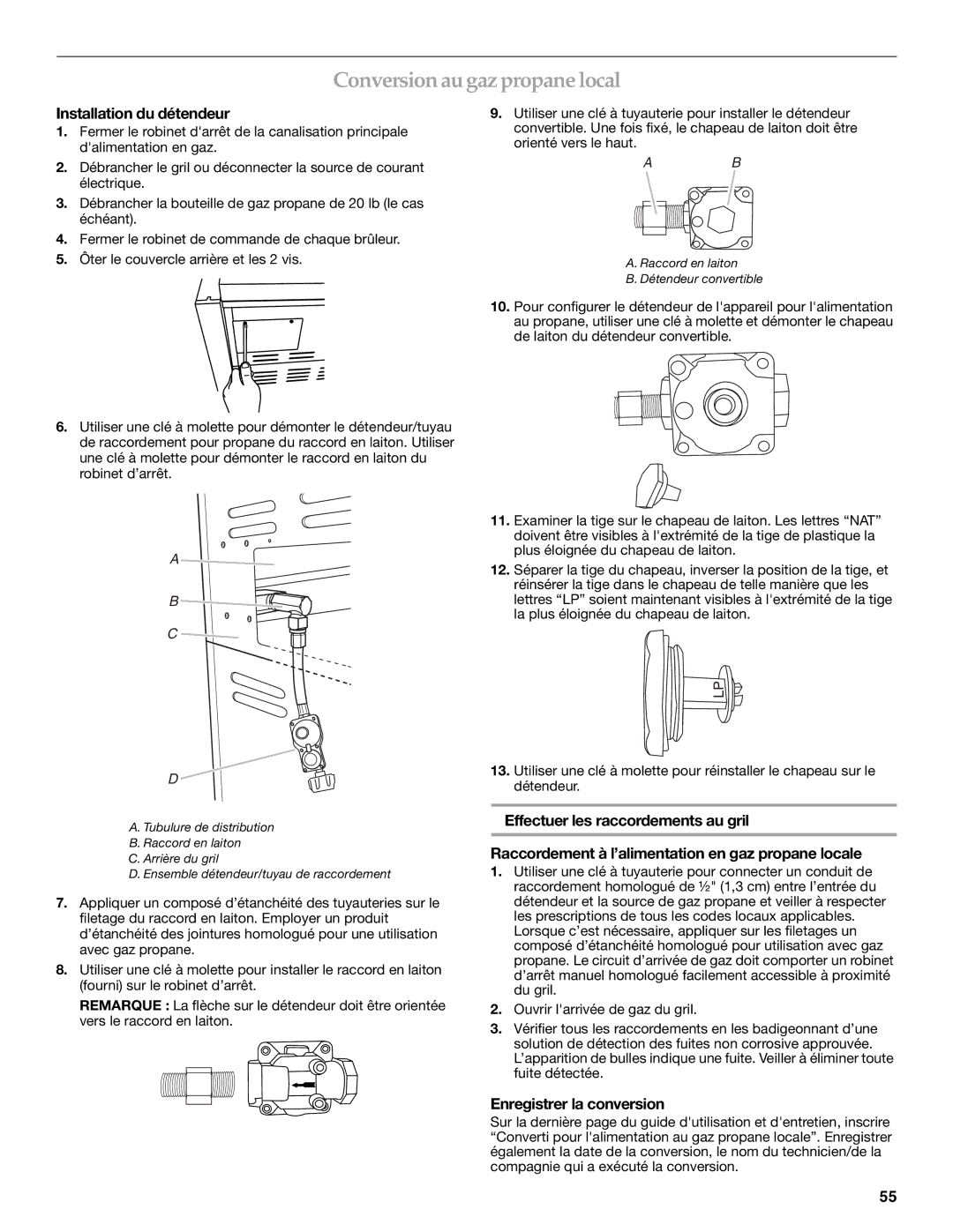 KitchenAid KFRU271VSS Conversion au gazpropane local, Installation du détendeur, Enregistrer la conversion 