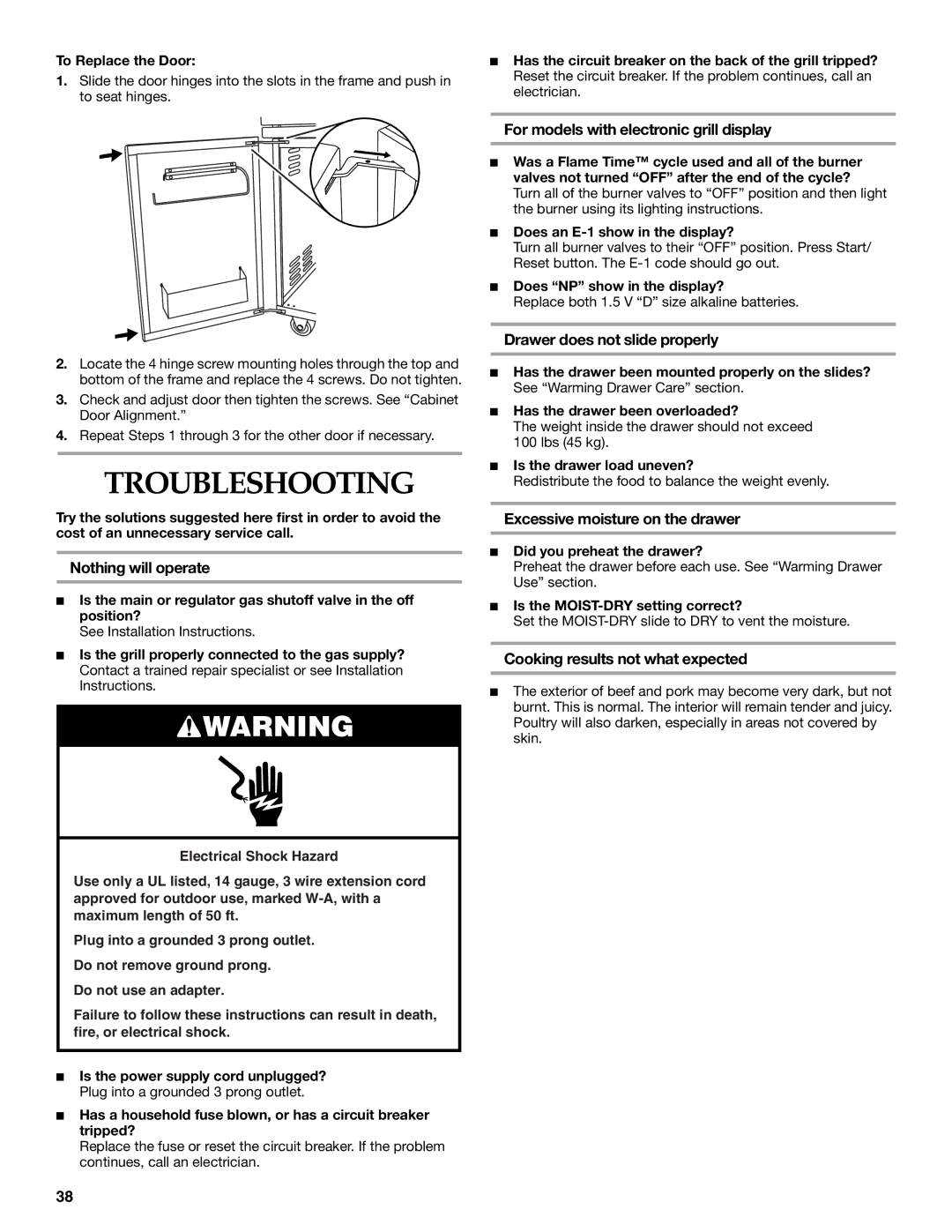 KitchenAid KFRU365VSS, KFRU368VSS, KFRU488VSS, KFRS271TSS, KFRU368TSS, KFRU361VSS, KFRU271VSS, KFRS361TSS Troubleshooting 