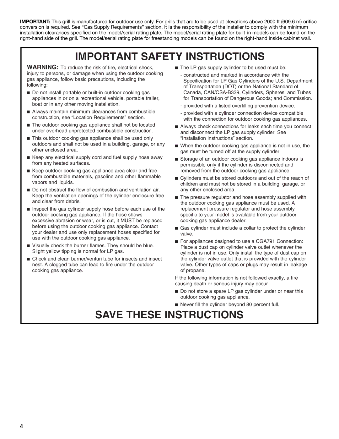 KitchenAid KFRU488TSS installation instructions Important Safety Instructions 