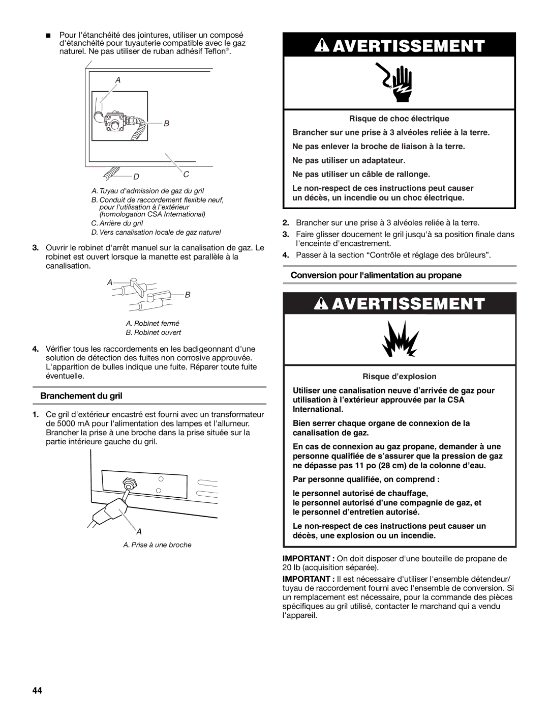 KitchenAid KFRU488TSS installation instructions Conversion pour lalimentation au propane 