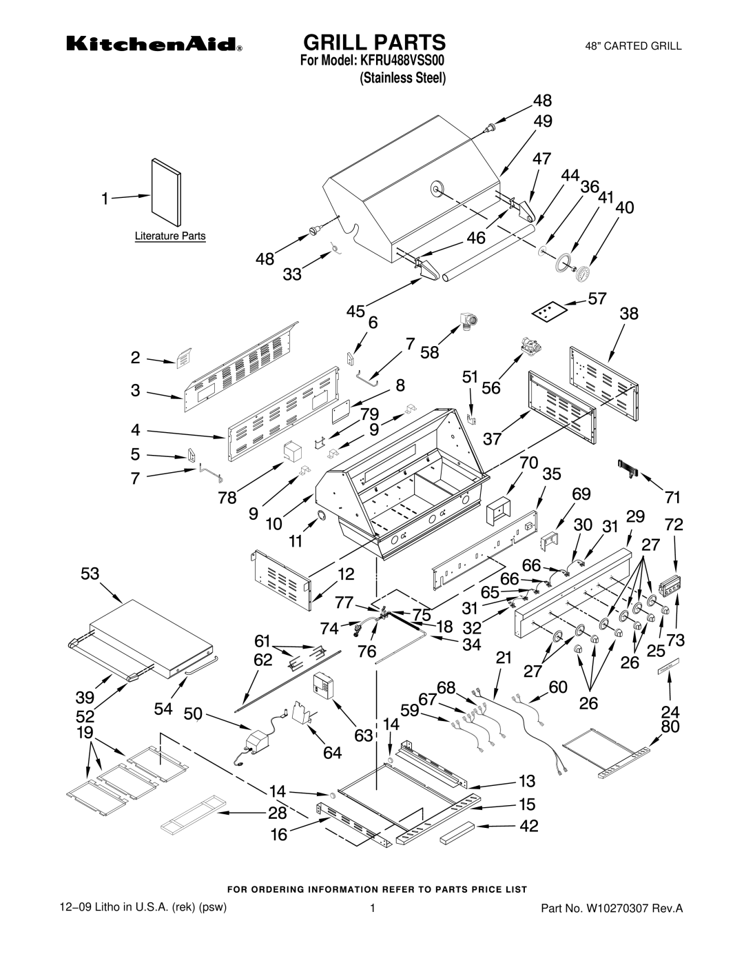 KitchenAid KFRU488VSS00 manual Grill Parts 