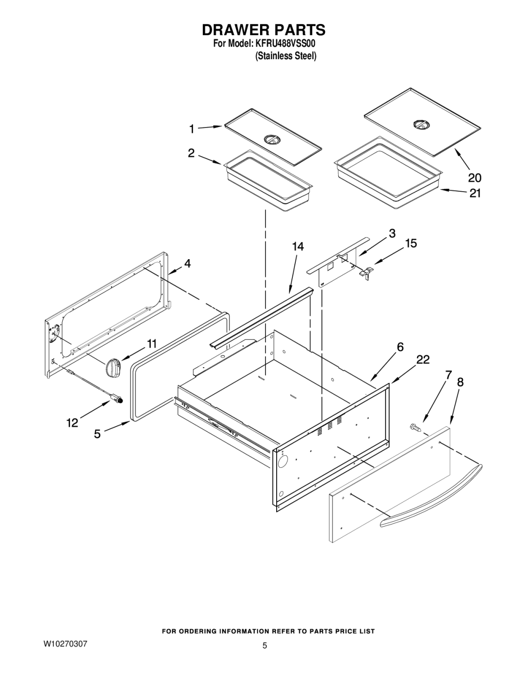 KitchenAid KFRU488VSS00 manual Drawer Parts 