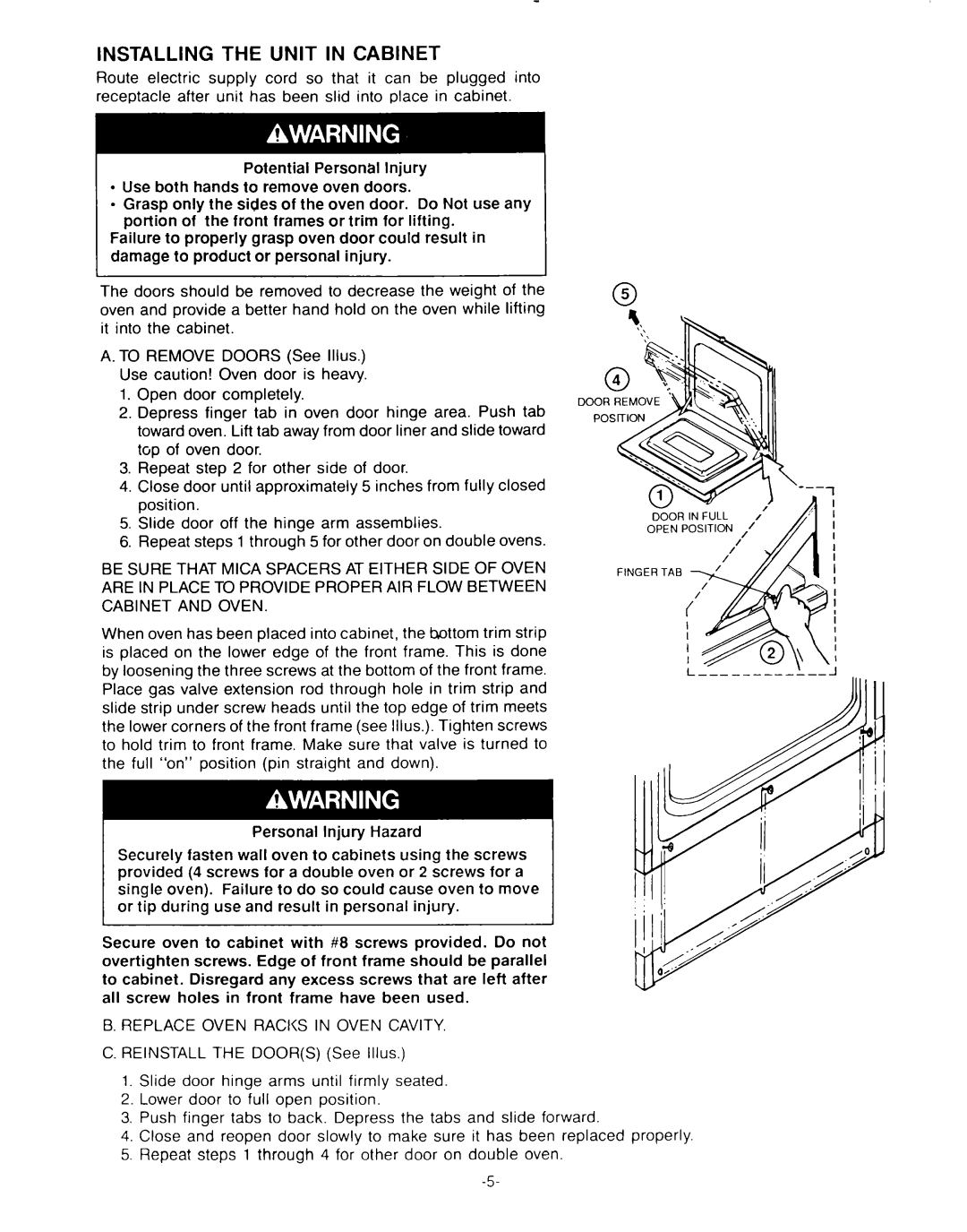 KitchenAid KGBS 146S, KGBS 246S installation instructions Installing the Unit in Cabinet 