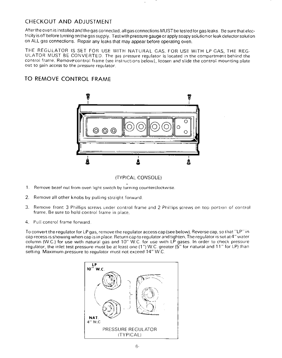 KitchenAid KGBS 246S, KGBS 146S installation instructions Checkout and Adjustment, To Remove Control Frame 