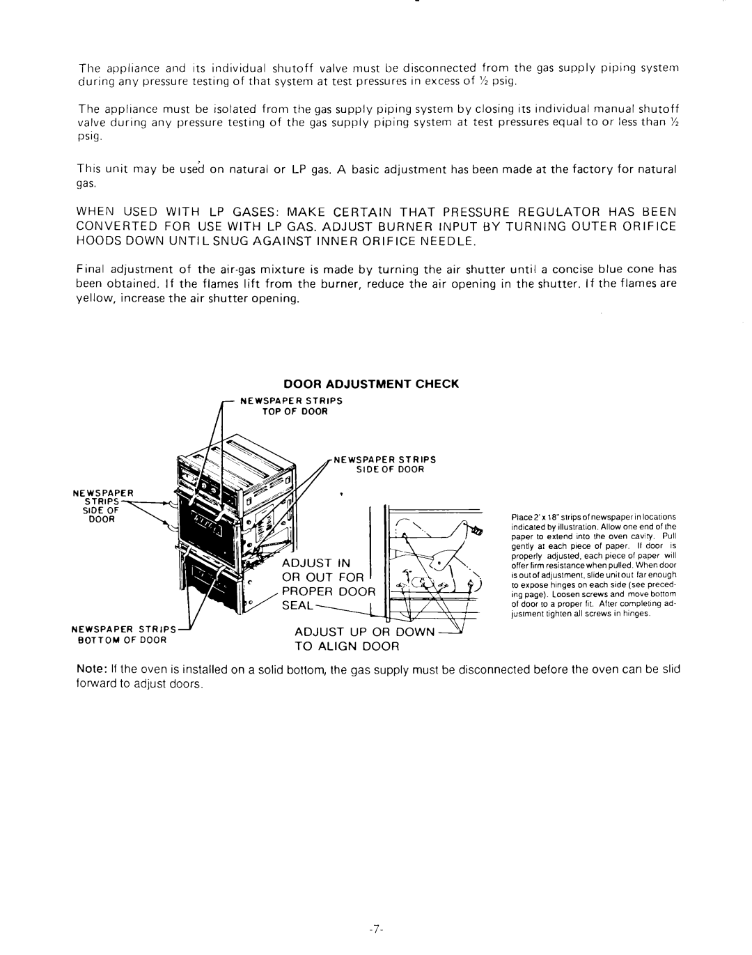 KitchenAid KGBS 146S, KGBS 246S installation instructions Door Adjustment Check 