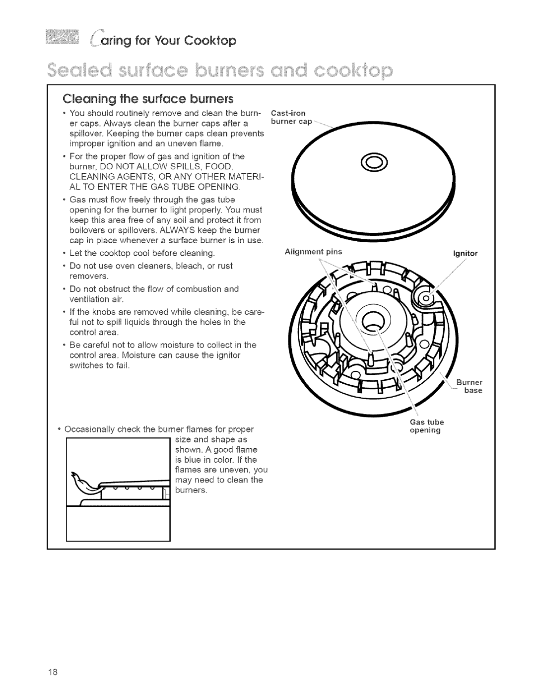 KitchenAid KGCSI27G, KGCC505H, KGCC566H ForYourcoo.top, Cmeaning fhe surface burners, AL to Enter the GAS Tube Opening 