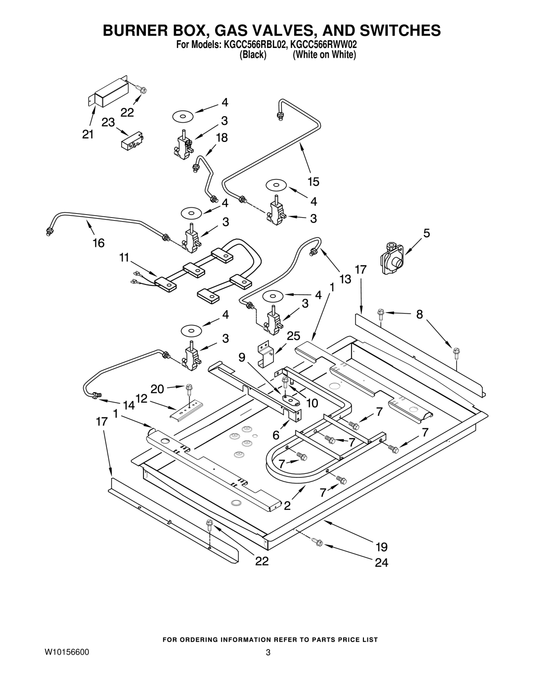 KitchenAid KGCC566RBL02, KGCC566RWW02 manual Burner BOX, GAS VALVES, and Switches 