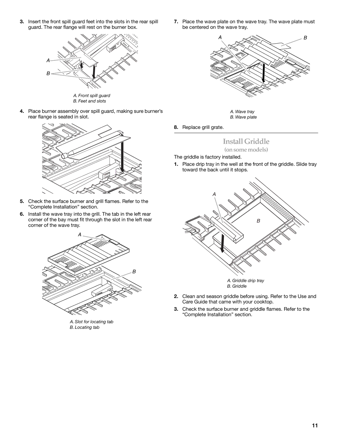 KitchenAid KGCP484KSS installation instructions Install Griddle 