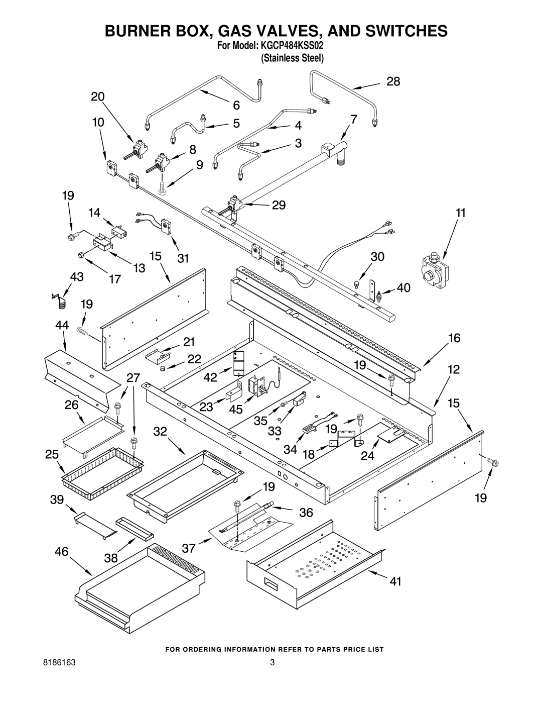 KitchenAid KGCP484KSS02 manual Burner BOX, GAS VALVES, and Switches 