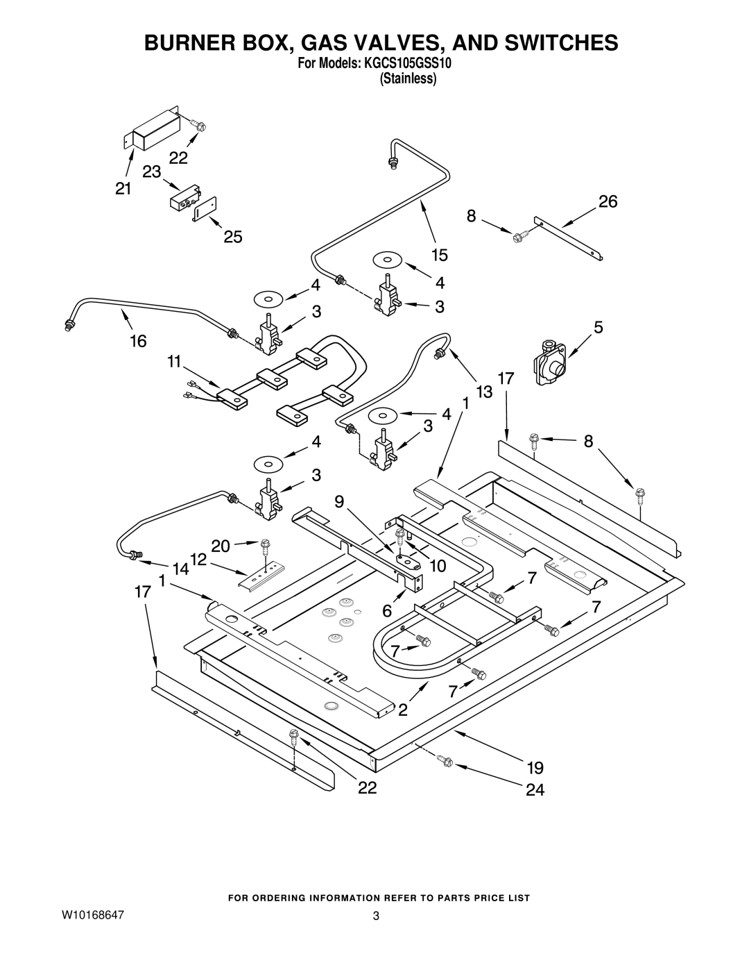 KitchenAid KGCS105GSS10 manual Burner BOX, GAS VALVES, and Switches 