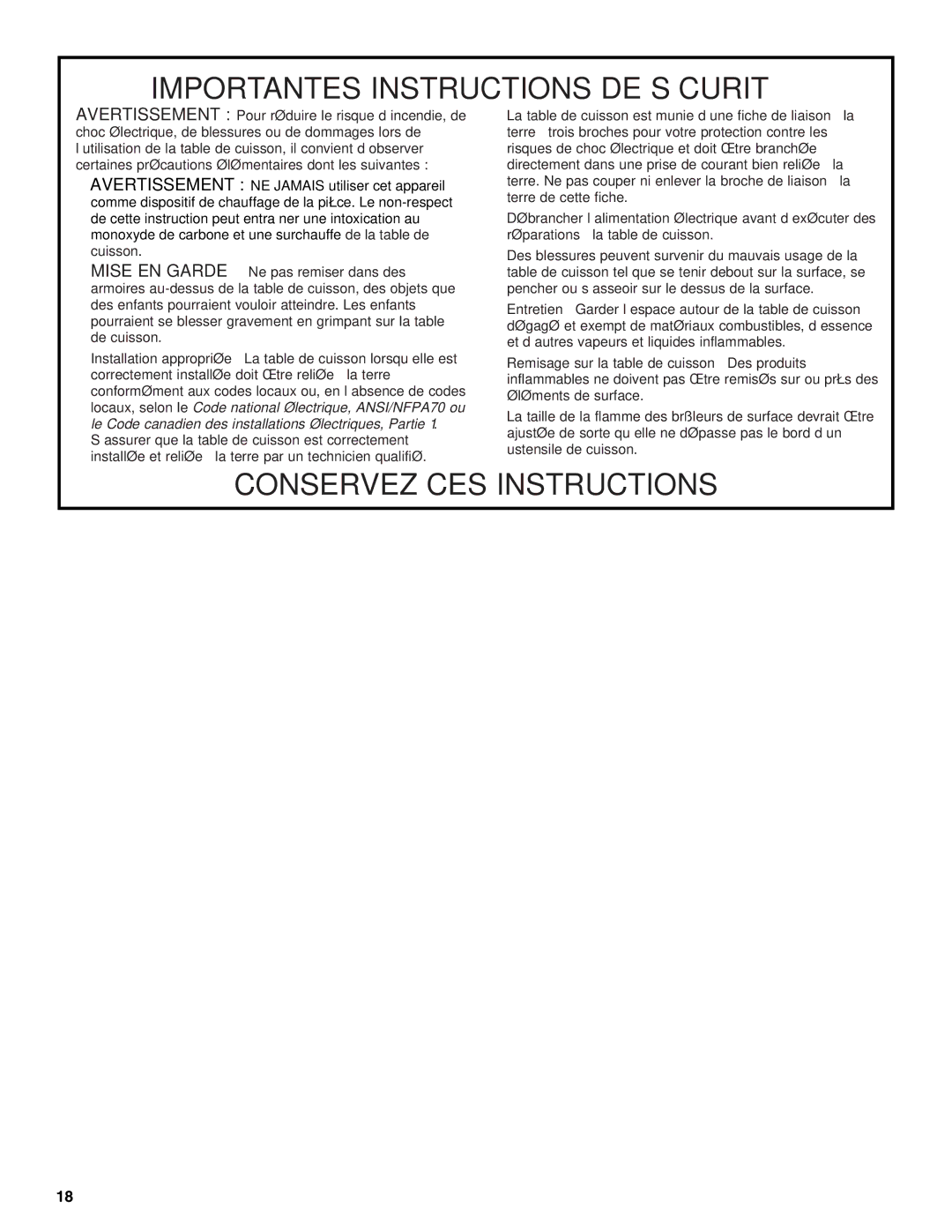 KitchenAid KGCU483VSS manual Conservez CES Instructions 