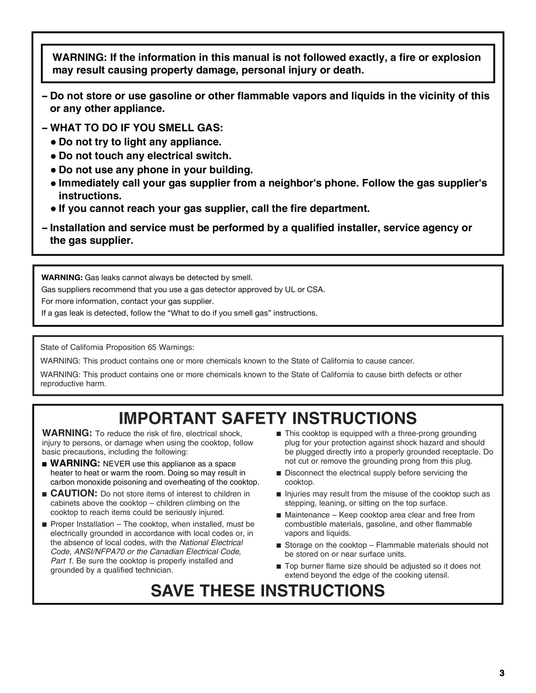 KitchenAid KGCU483VSS manual Important Safety Instructions, Save These Instructions 