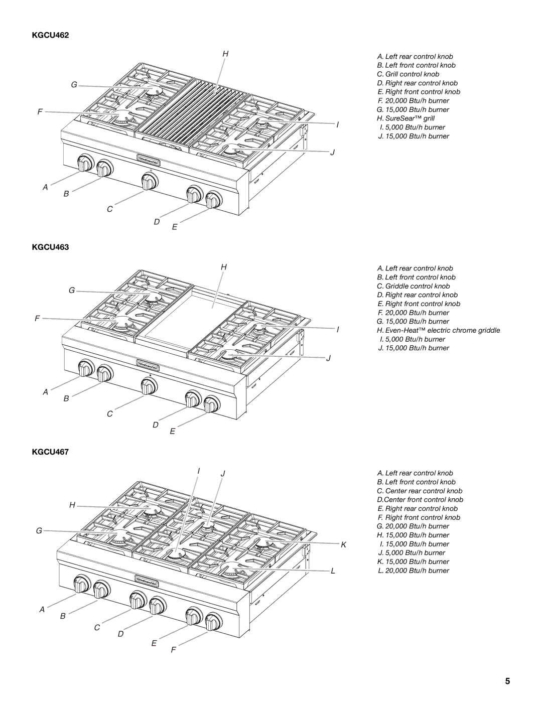 KitchenAid W10190547A, KGCU62, KGCU482, KGCU467, KGCU483, KGCU484, KGCU407 manual KGCU462, KGCU463 