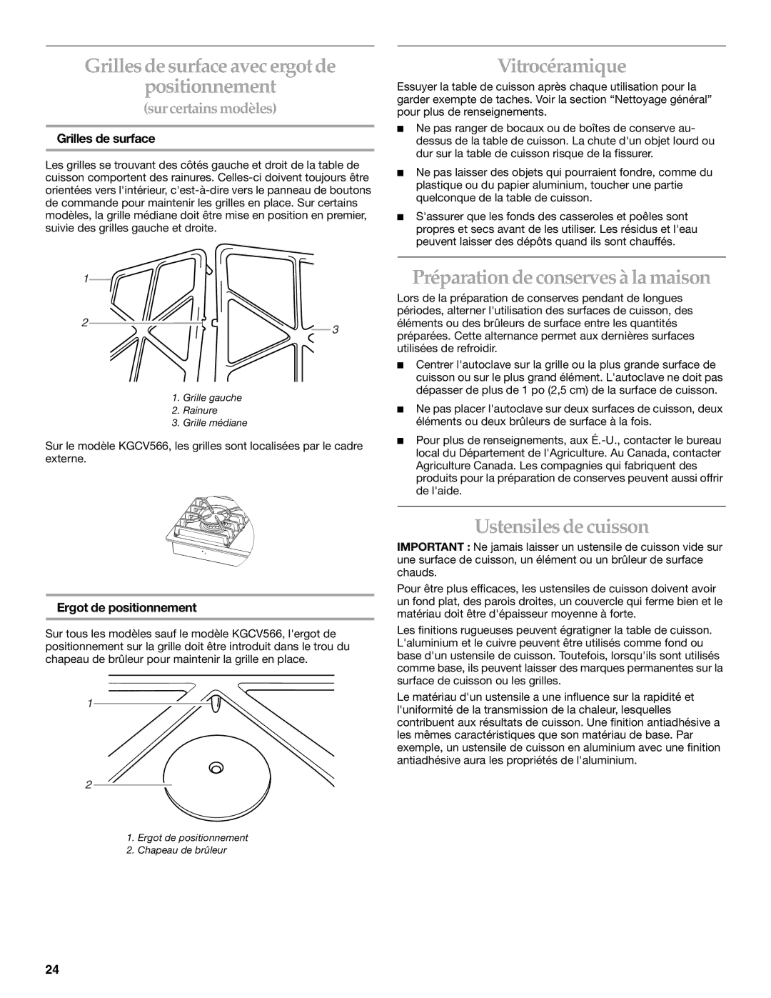 KitchenAid KGCV566 Grilles de surface avec ergot de Positionnement, Vitrocéramique, Préparation de conserves à la maison 