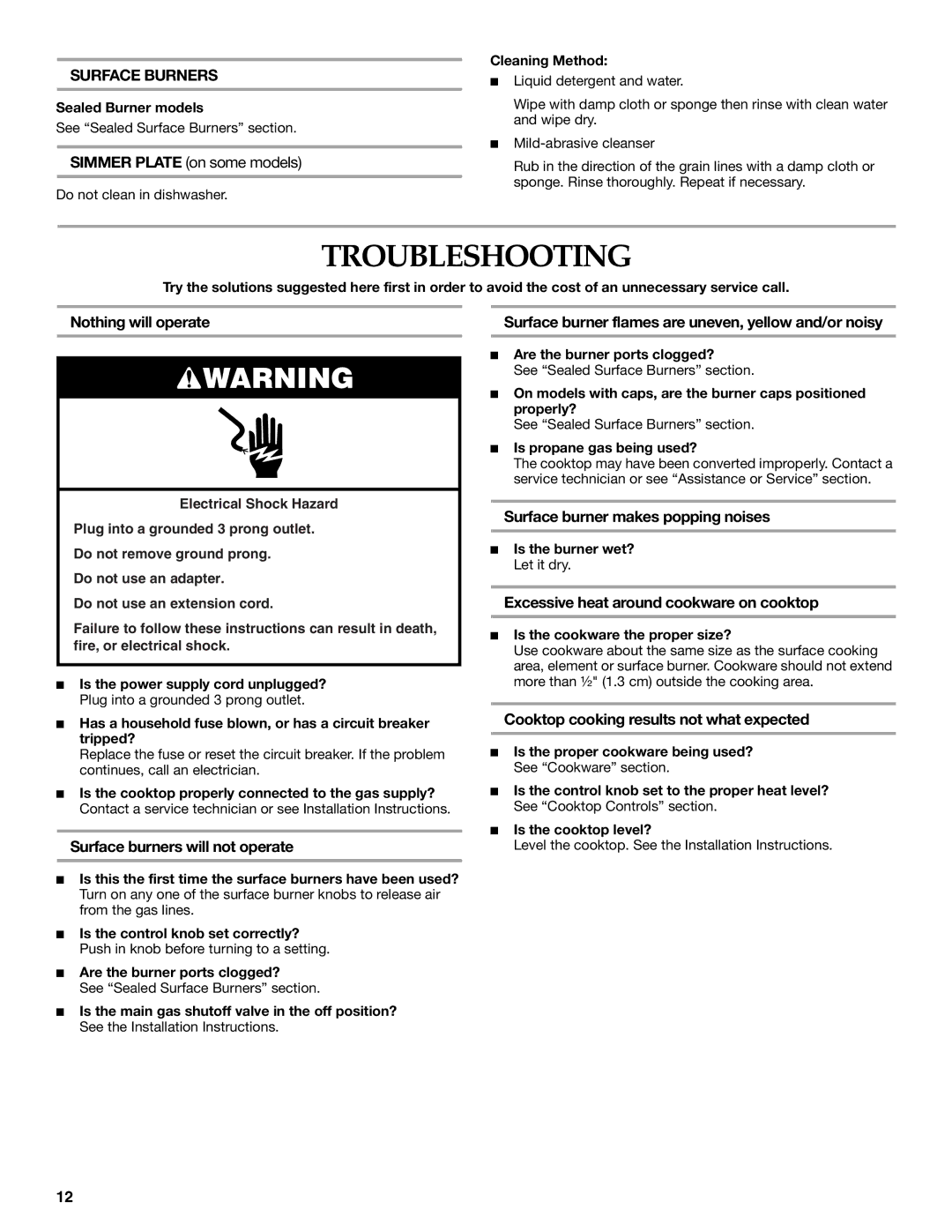 KitchenAid KGCV566 manual Troubleshooting 