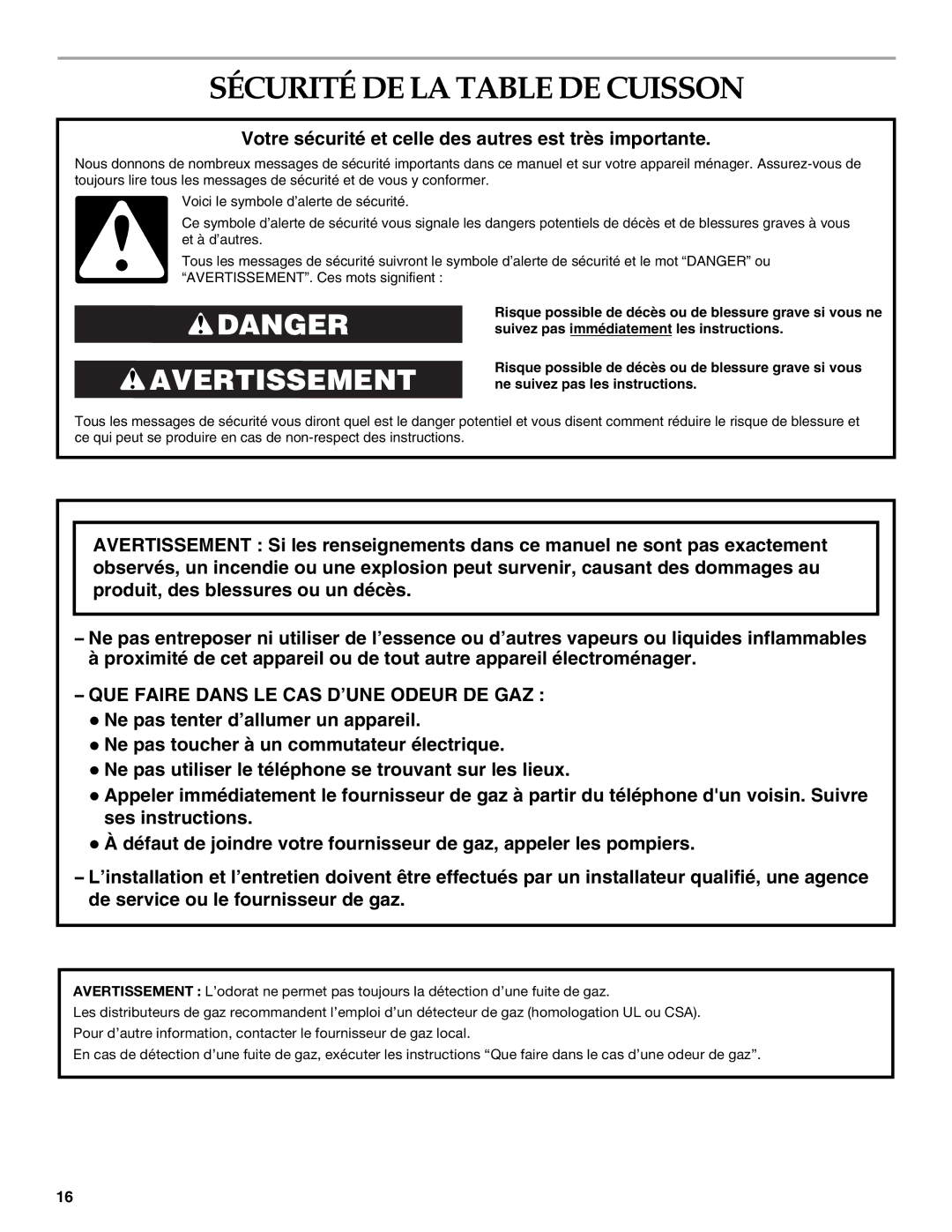 KitchenAid KGCV566 manual Sécurité DE LA Table DE Cuisson, Votre sécurité et celle des autres est très importante 