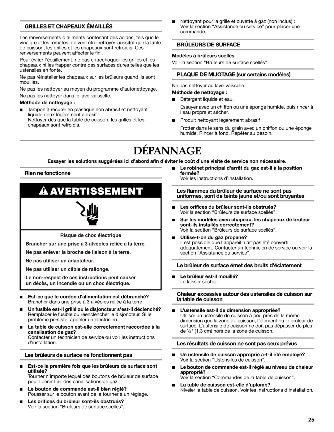 KitchenAid KGCV566 manual Dépannage 