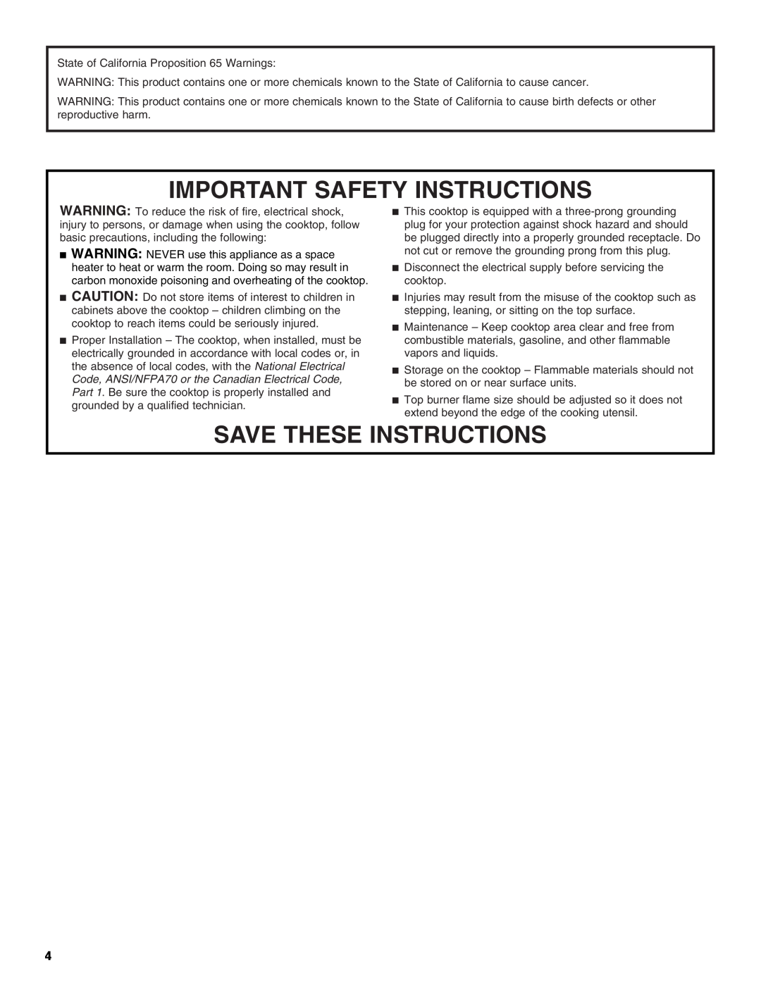 KitchenAid KGCV566 manual Important Safety Instructions, Save These Instructions 