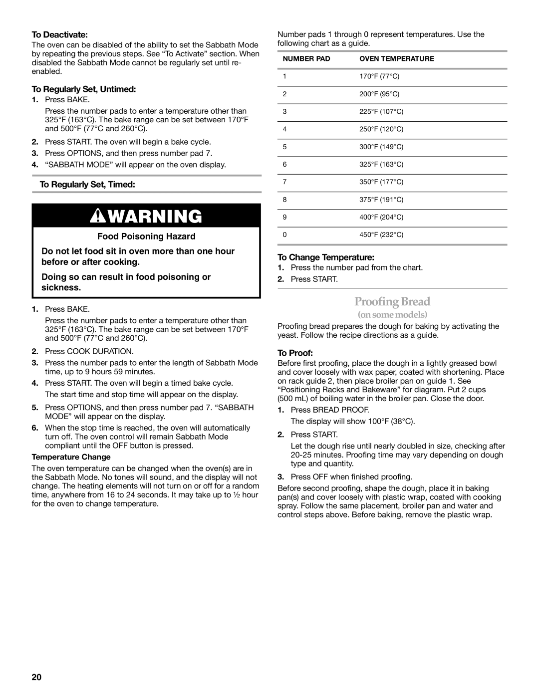 KitchenAid KGRI801 manual Proofing Bread, To Deactivate, To Regularly Set, Untimed, To Change Temperature, To Proof 