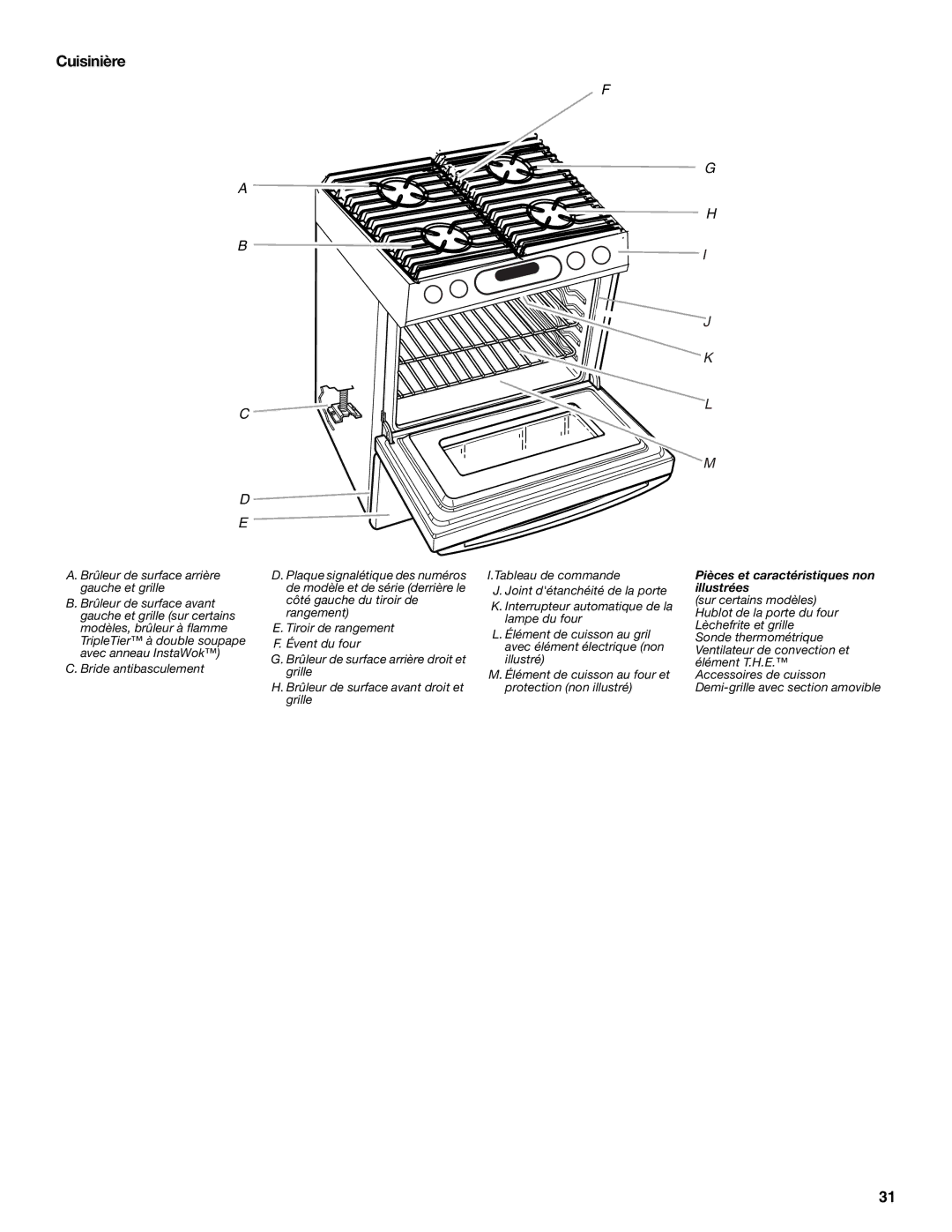 KitchenAid KGRI801 manual Cuisinière, Brûleur de surface arrière gauche et grille 