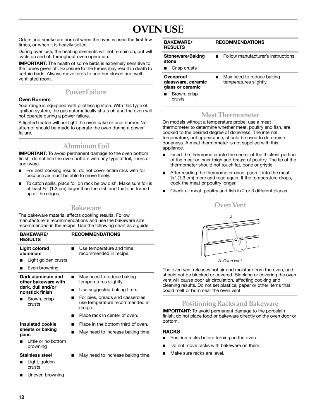 KitchenAid KGRS205, KGRK201 manual Oven USE 