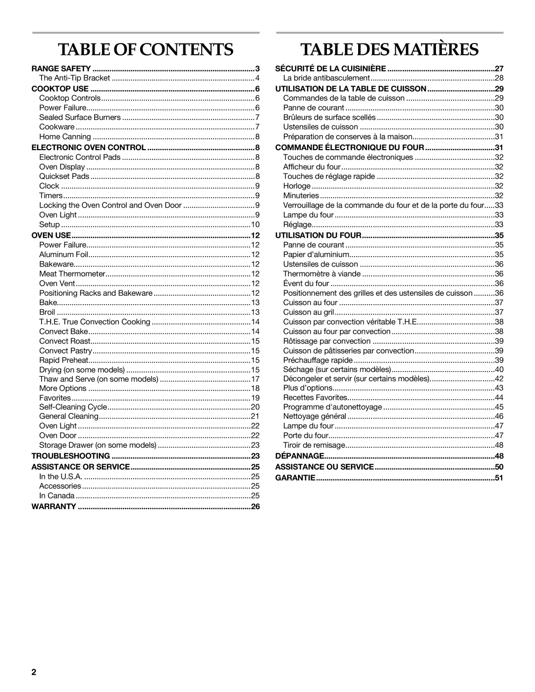 KitchenAid KGRS205, KGRK201 manual Table DES Matières, Table of Contents 