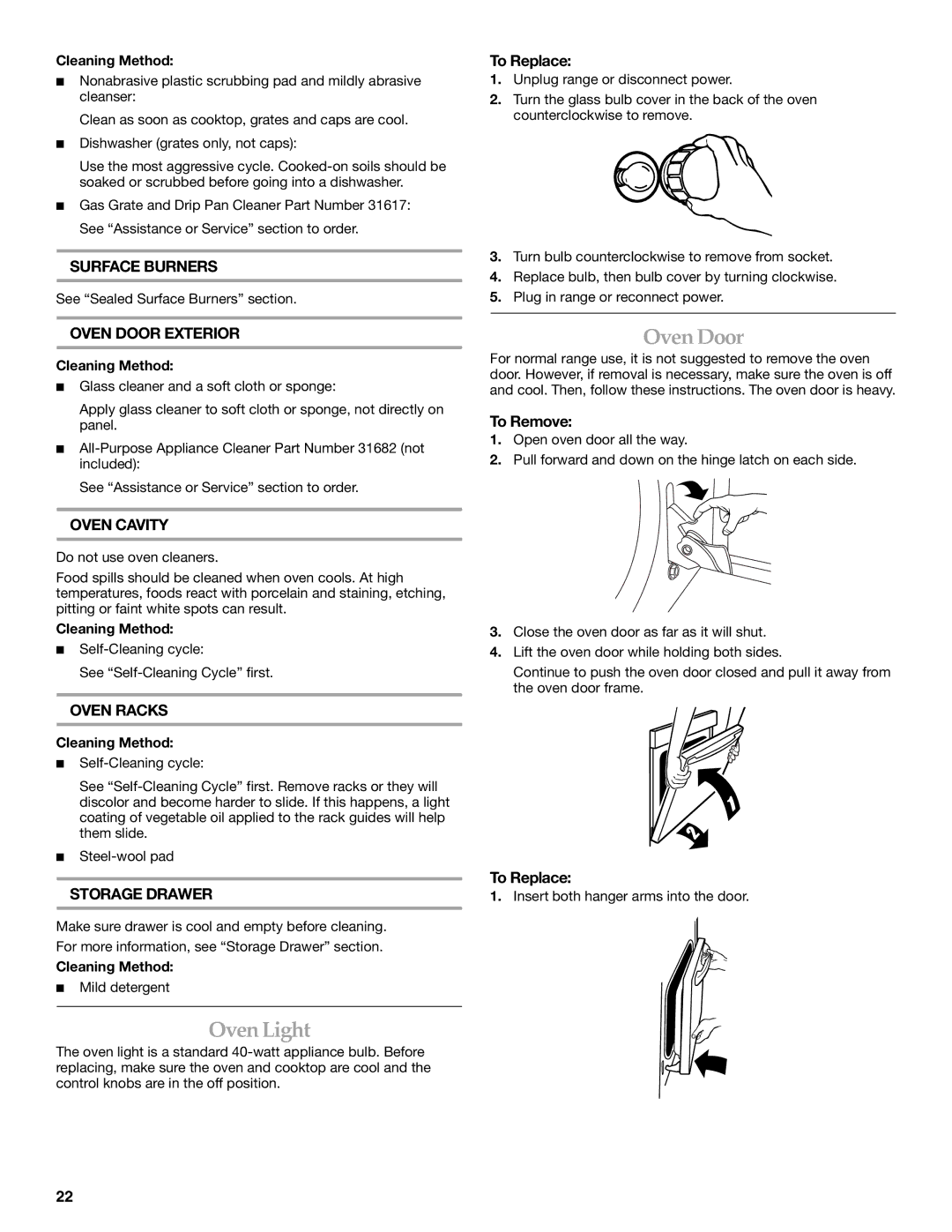 KitchenAid KGRS205, KGRK201 manual Oven Door 