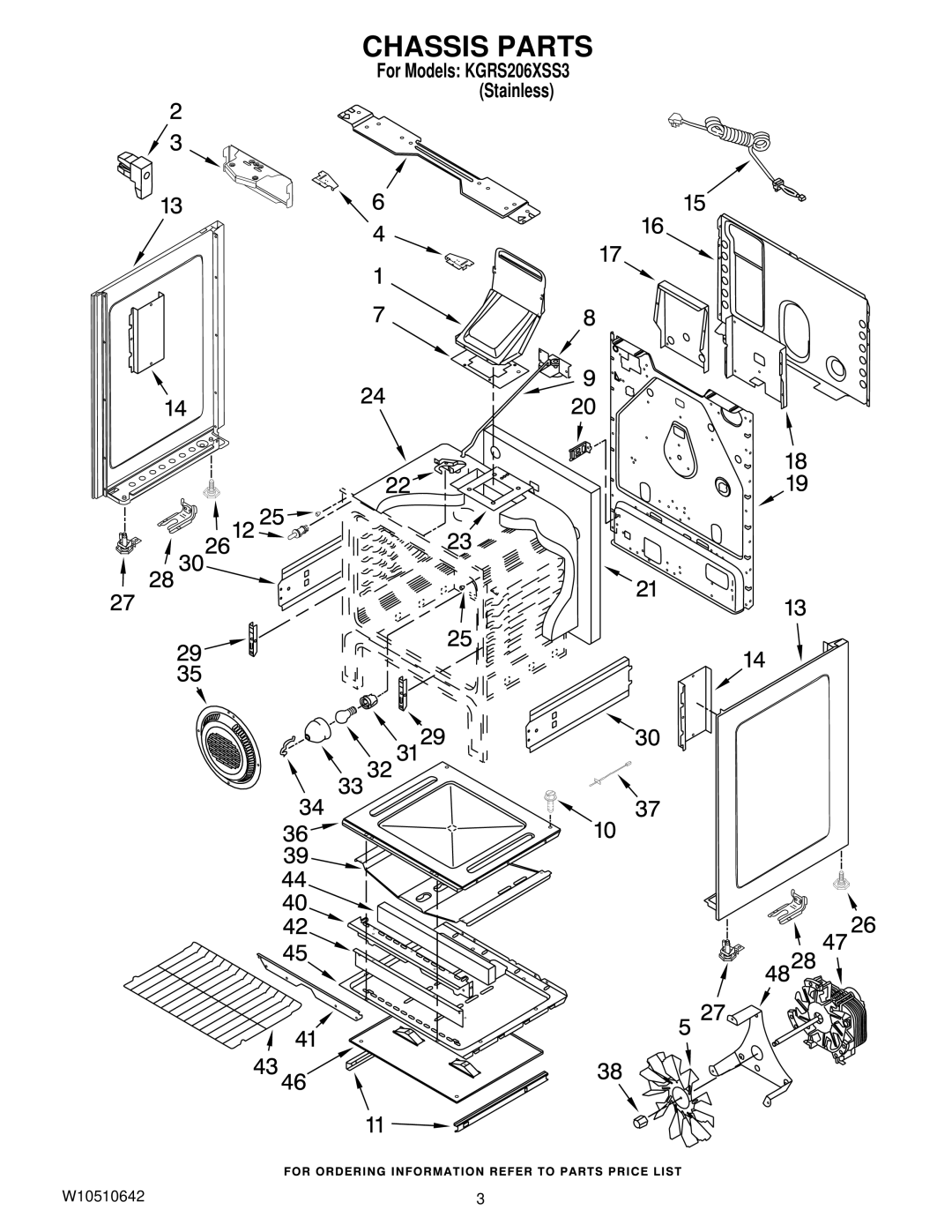 KitchenAid kgrs206xss3 installation instructions Chassis Parts 