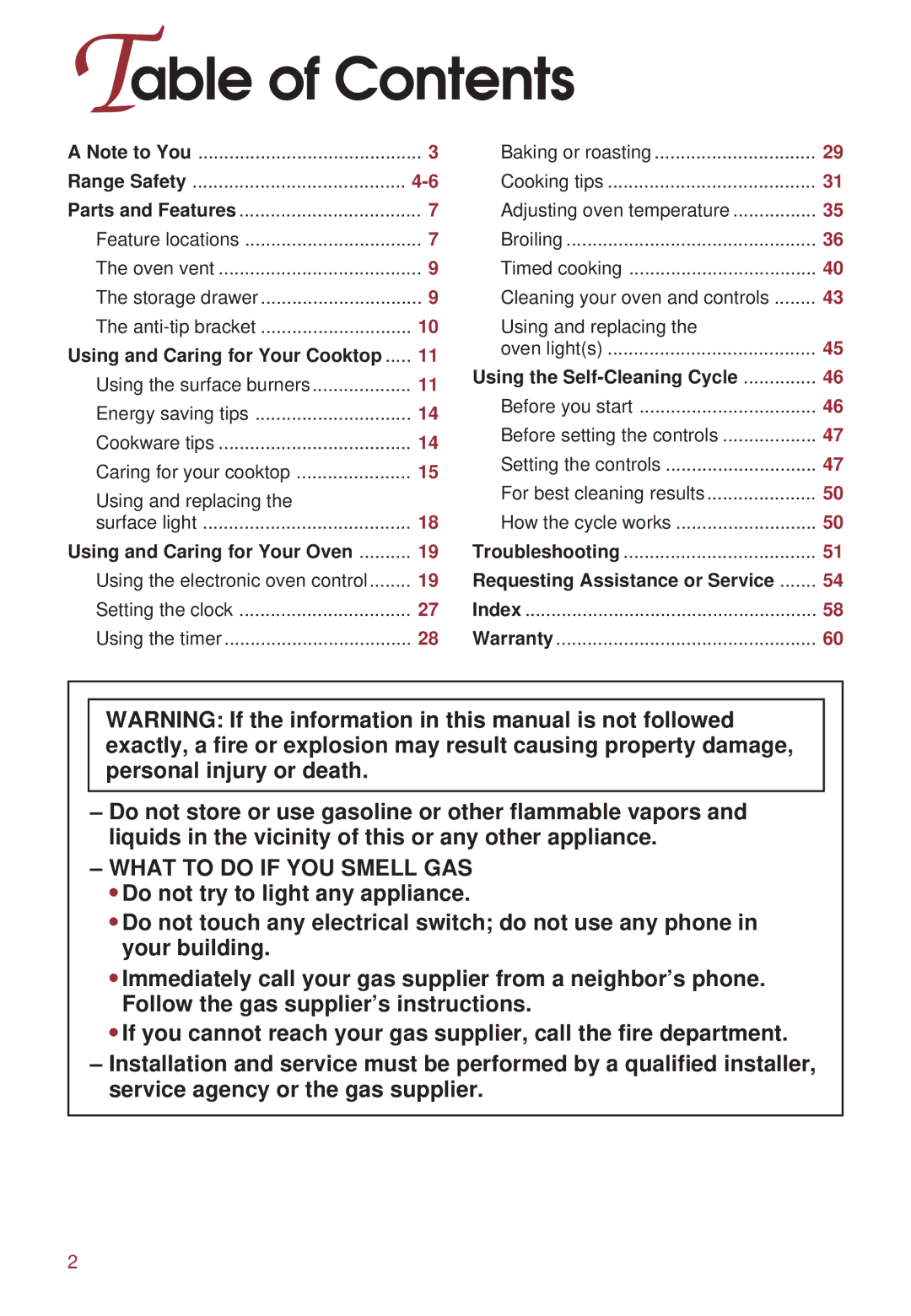 KitchenAid KGRT500 warranty Table of Contents 