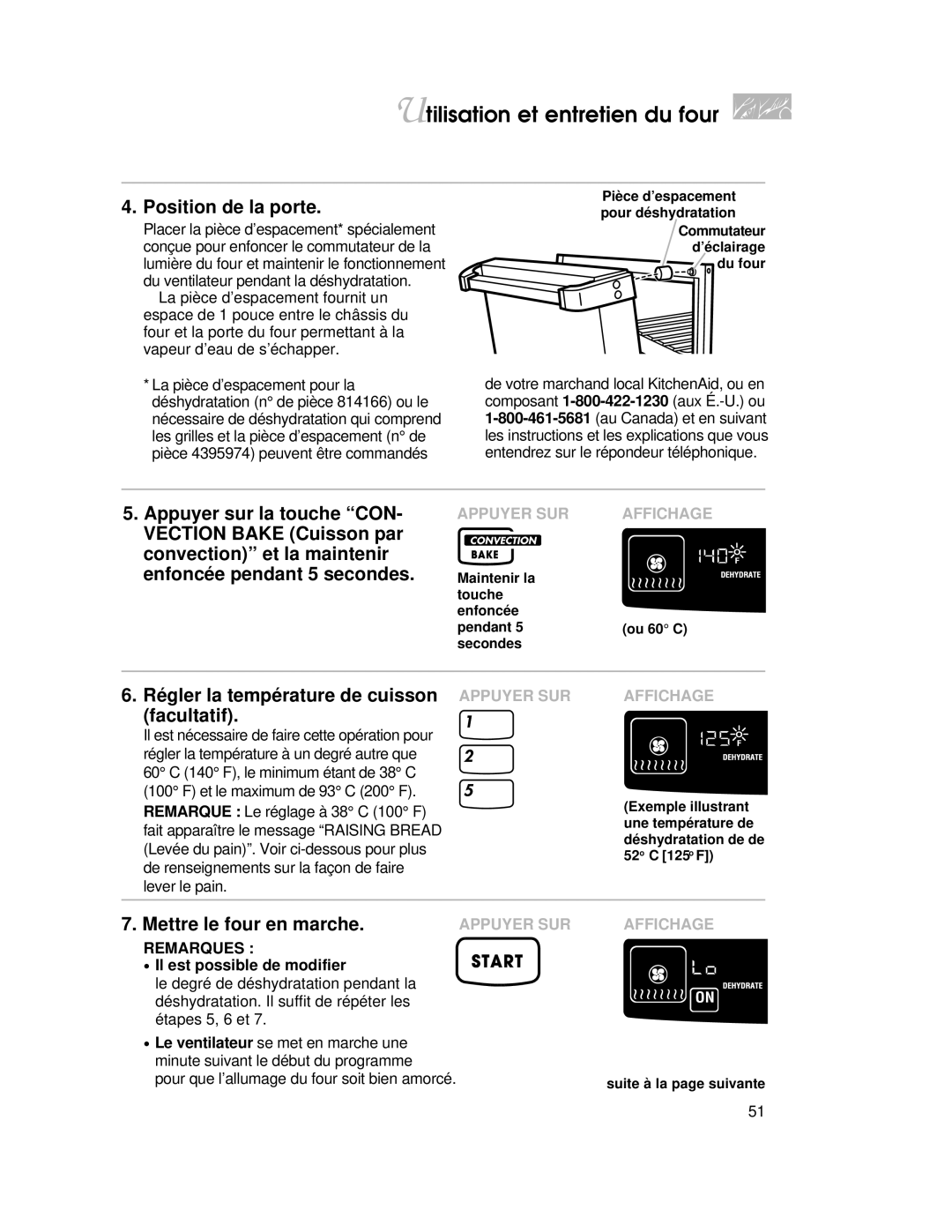 KitchenAid KGRT507 warranty Position de la porte, Il est possible de modifier 