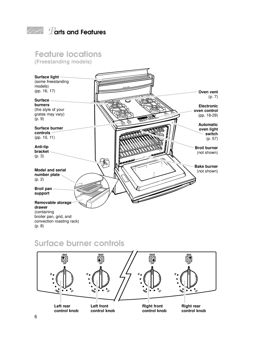 KitchenAid KGRT507 warranty Freestanding models 