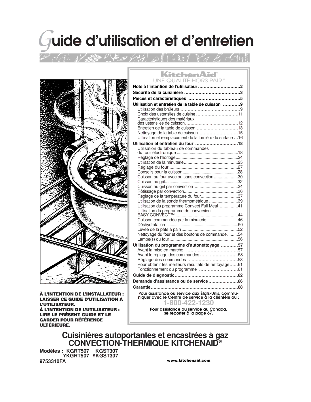 KitchenAid warranty Modèles KGRT507, KGST307, 9753310FA 