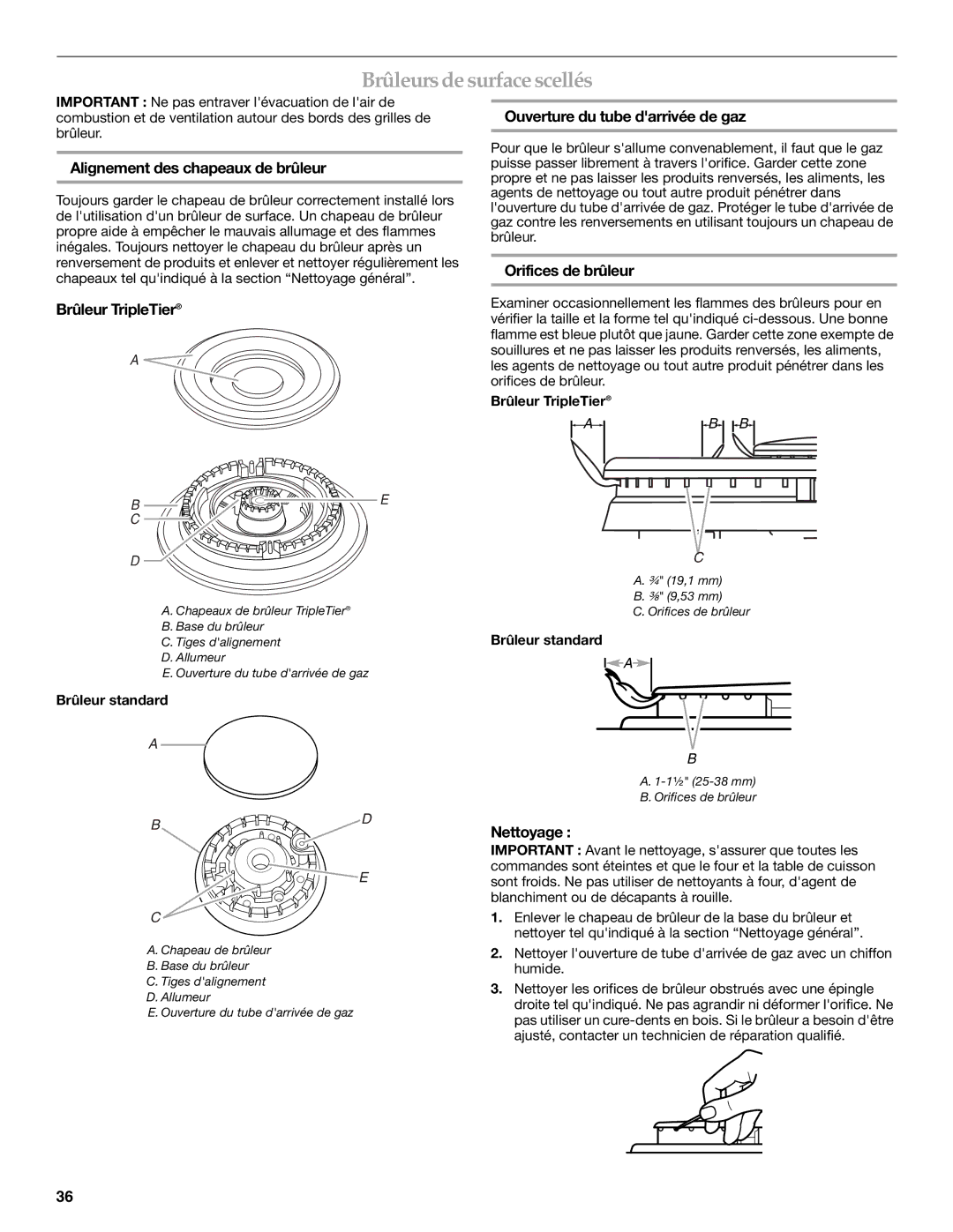 KitchenAid KGSS907, KGSK901, KGRS807 manual Brûleursdesurface scellés 