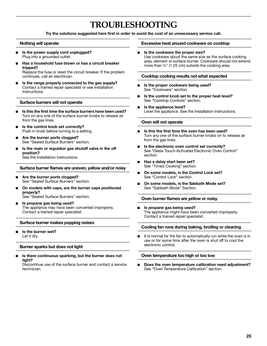 KitchenAid KGSK901, KGSS907, KGRS807 manual Troubleshooting 