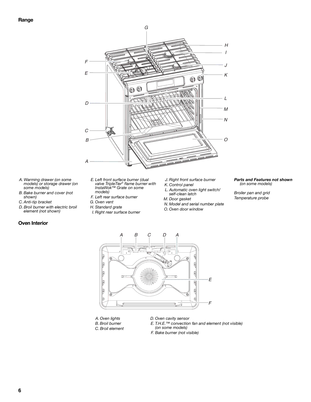 KitchenAid KGSS907, KGSK901 manual Range, Oven Interior 