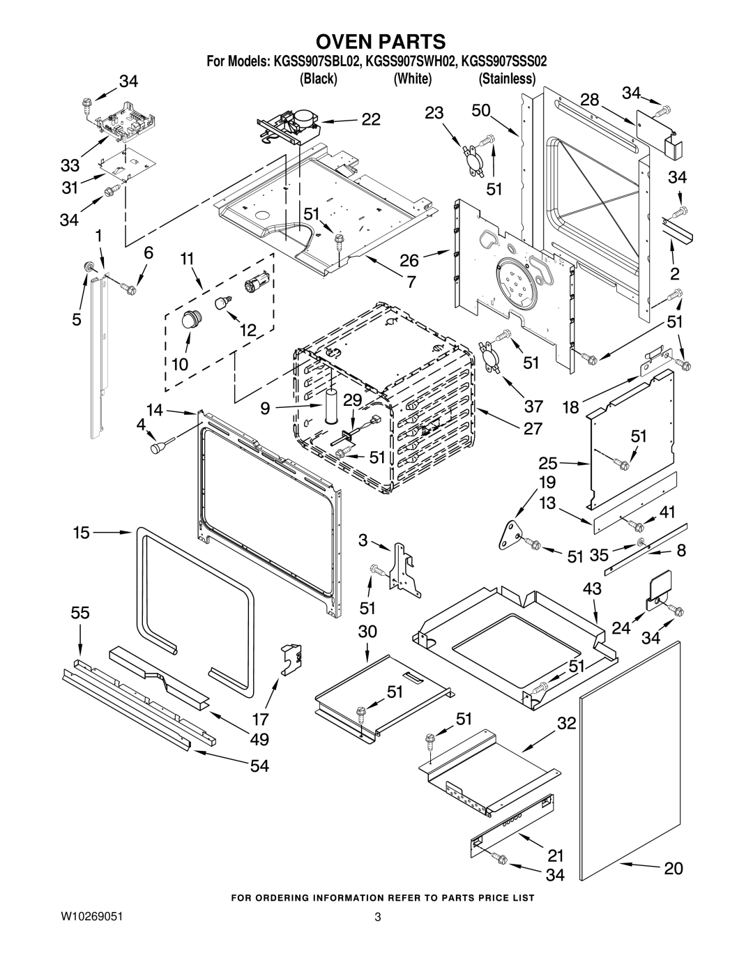 KitchenAid KGSS907SWH02, KGSS907SSS02, KGSS907SBL02 manual Oven Parts 