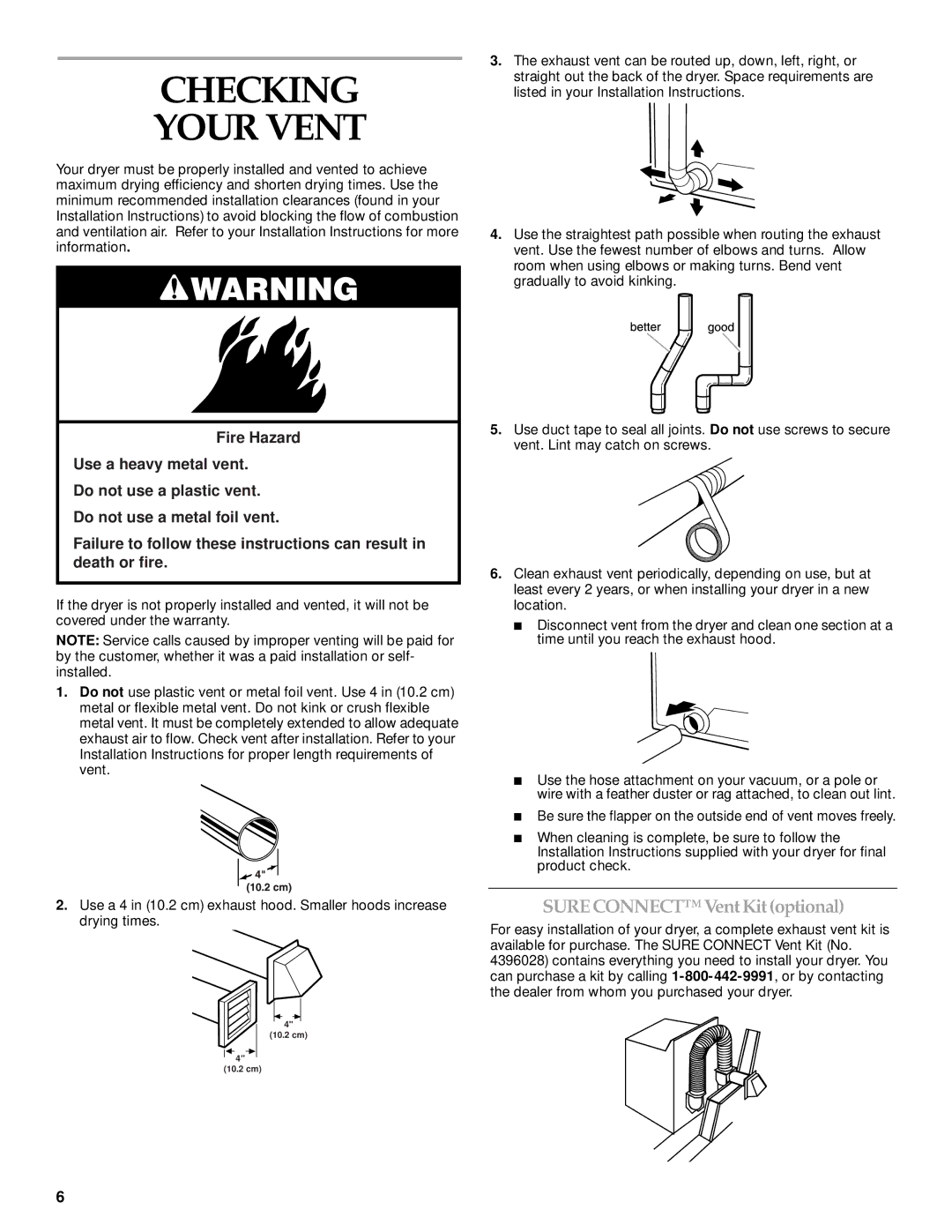 KitchenAid KEYS750J, KGYS850J, KEYS850J, KEYS700J manual Checking Your Vent, Sure CONNECTVent Kit optional 