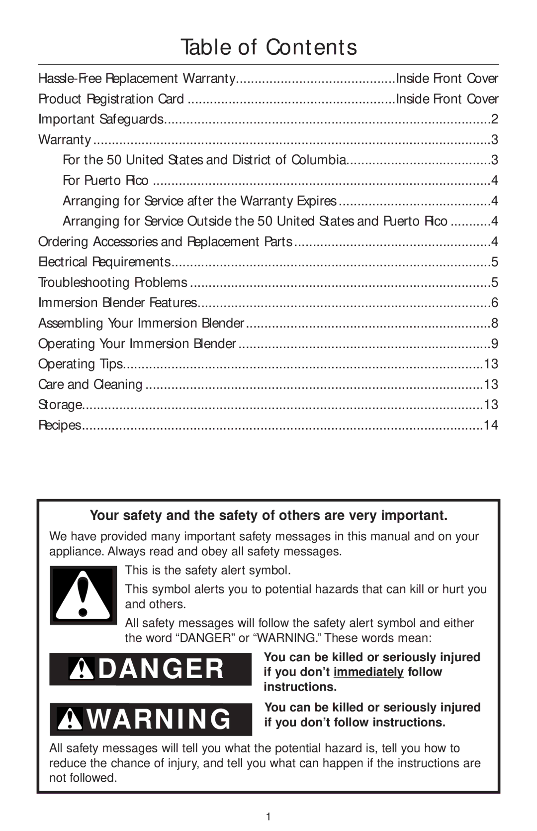 KitchenAid KHB100, KHB200, KHB300 manual Table of Contents 