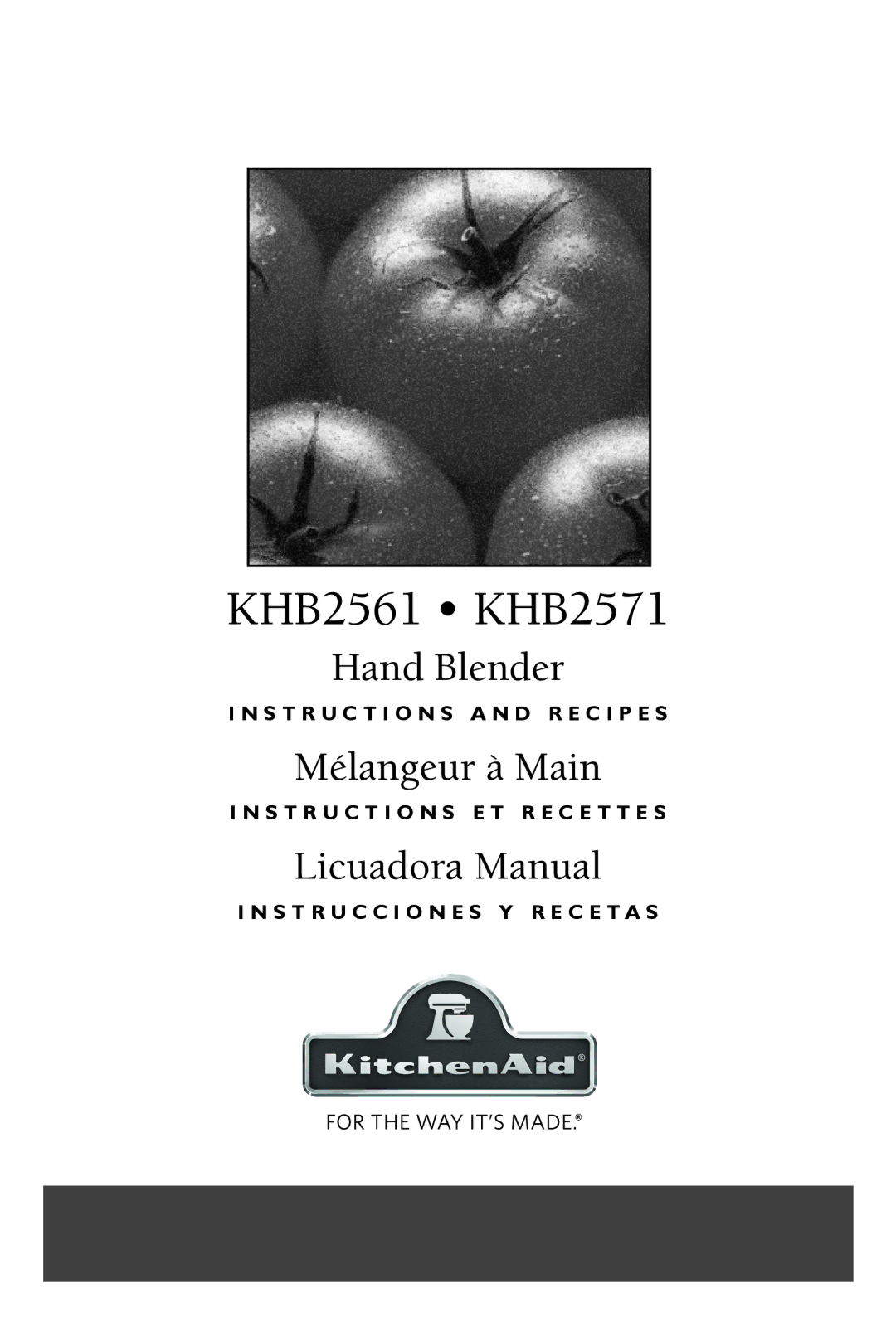 KitchenAid KHB2561OB, KHB2561CU manual KHB2561 KHB2571 